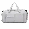 Borsa da viaggio grigio chiaro capiente con tasche multiple e tracolla staccabile - Grigio
