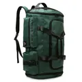Dark green waterproof travel duffel bag with backpack straps and adjustable handles - Cat Eye Green
