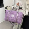 Purple quilted travel bag with large capacity and detachable strap for fitness or yoga - Light Purple