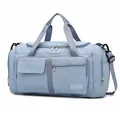 Light blue large capacity fitness travel bag with adjustable strap and durable nylon - Blue