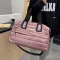 Pink quilted fitness bag with adjustable strap for yoga, swimming, and travel - Pink