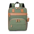 Grass green diaper backpack with faux leather details and portable sanitizer holder - Green