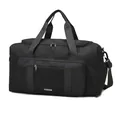 Black large capacity travel duffel bag with adjustable shoulder straps and top handles - Black