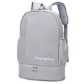 Large grey travel backpack with dry wet separation and bottom shoe compartment - Light Gray