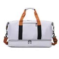 Borsa da viaggio bianca con cinghie arancioni e scomparto per scarpe separato in basso - Grigio chiaro