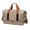 Borsa da viaggio kaki con manici arancioni e scomparto separato per le scarpe - Kaki