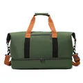 Borsone da viaggio verde oliva con cinghie arancioni e scomparto scarpe separato - Verde militare
