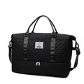 Borsa fitness nera trapuntata con motivo a rombi e scomparto per scarpe separato - Nero