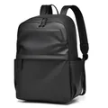 Minimalistischer schwarzer PU-Laptop-Rucksack 15,6 Zoll mit wasserfester matter Optik - Schwarz