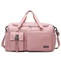 Bolsa de viaje rosa de gran capacidad con correas para el deporte y el gimnasio de fitness - Rosa Claro