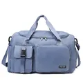 Bolso deportivo de gran capacidad para mujer en nylon gris azulado con correa ajustable - Azul Niebla