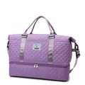 Quilted purple travel bag with shoe compartment and dry-wet separation for yoga - Light Purple