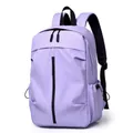 Mochila moderna de nailon morado con bolsillo vertical de cremallera y bolsillos laterales - Púrpura Taro