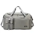 Bolso de fitness gris de gran capacidad impermeable con correas de hombro y hebillas - Gris oscuro