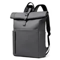 Dark grey roll-top waterproof backpack with buckle closure and matte finish texture - Gray
