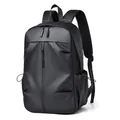 Zaino nero opaco minimalista e impermeabile con scomparti multipli per uomo e donna - Nero