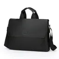 Borsa da lavoro in pelle nera da uomo con manico e tracolla regolabile - Nero