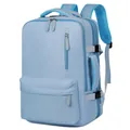 Large travel backpack in light blue waterproof fabric with multi-functional compartments - Blue
