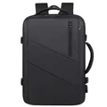 Zaino porta PC espandibile da uomo nero business, borsa da viaggio in tessuto resistente - Nero Espandibile + USB