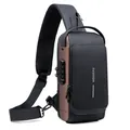 Wasserdichte Anti-Diebstahl-Brusttasche für Herren mit Zahlenschloss in Schwarz-Braun - Braun Wasserdichte Folie