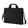 Schlanke schwarze wasserfeste Laptoptasche mit verstellbarem Schultergurt und stabilen Griffen - Schwarz