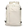 Large capacity beige travel backpack with waterproof fabric and USB port for men - Off-white