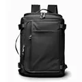 Large capacity black travel backpack with multi-pocket design and water resistant material - Black