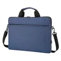Schlanke dunkelblaue Laptoptasche mit Tragegriffen und verstellbarem Gurt für flache Notebooks - Blau