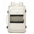 Large capacity waterproof business backpack with multi-layer compartments in beige nylon - Off White