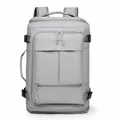 Mochila de viaje gris impermeable de gran capacidad con puerto USB y compartimento zapatos - Gris