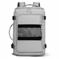 Large gray travel backpack with waterproof nylon, mesh pocket and side compression straps - Gray