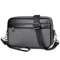 Borsa a tracolla da uomo in grigio scuro con trama intrecciata e inserti in pelle - Grigio
