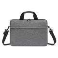 Slim grey fabric laptop bag with black handles and adjustable shoulder strap - US 13 / Gray