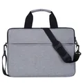 Gray business laptop briefcase with black top handles and adjustable padded shoulder strap - US 14 / Gray