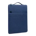 Funda de portátil azul oscuro con asa y bolsillo con cremallera para MacBook o tablet - Funda de Portátil (11-12 Pulgadas) / Azul