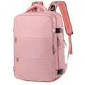 Light pink travel backpack with multi-layer zippers and breathable mesh straps - Pink