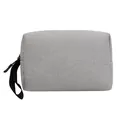 Gray polyester laptop sleeve case with a black handle and zipper for MacBook Pro - Power Supply Bag / Gray