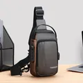 Sac bandoulière homme gris et marron avec serrure de sécurité à combinaison - Gris Or