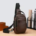 Bandolera de hombre en cuero PU marrón vintage con cierre antirrobo y puerto USB externo - Marrón