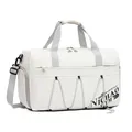 White gym sports travel bag with grey handles and NICHAO GYM SPORT BAG print detail - Off White