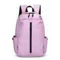 Minimalist light purple travel backpack with front vertical zipper and side pockets - Pink
