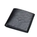 Minimalist black pebble grain leather bifold wallet for men with durable stitching - Black
