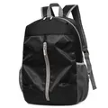 Black lightweight outdoor travel backpack with tear-resistant nylon and side mesh pockets - Black