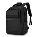 Sac à dos extensible de 16 pouces en tissu oxford noir imperméable avec port de charge USB - Noir