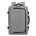 Mochila gris para portátil de negocios con puerto USB y asas dobles en vista variante - Gris claro