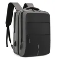 Deep grey business laptop backpack with USB port and waterproof oxford fabric - Light Gray
