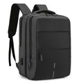 Dark grey waterproof Oxford business laptop backpack with side USB charging port - Dark Gray
