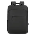 Mochila para portátil de 16 pulgadas impermeable con puerto USB y correas ergonómicas - Negro