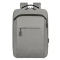 Mochila gris para portátil con puerto USB y bolsillos con cremallera en tejido impermeable - Gris