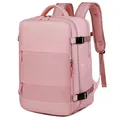Mochila de viaje rosa multifuncional con compartimento para PC y correas de malla - Rosa